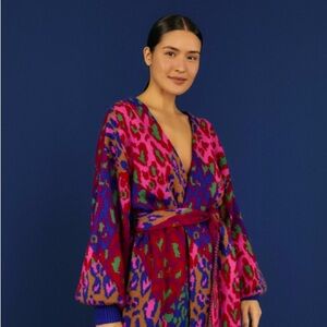 NWT Farm Rio Mixed Leopard belted cardigan - size Medium